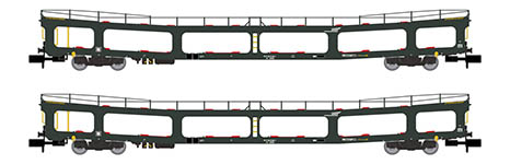 021-HN4412 - N - SNCF, 2-tlg. Set, Autotransportwagen DD DEV 66, in grüner Lackierung, Ep. V